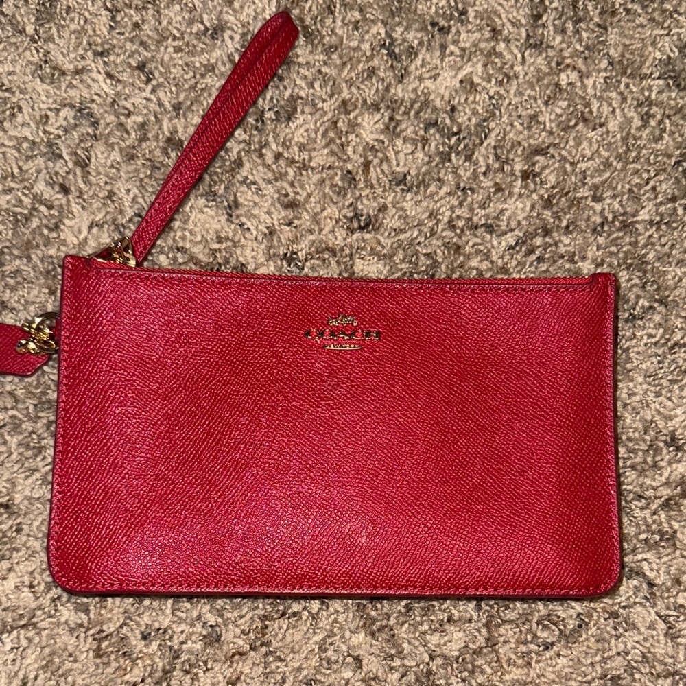 Coach Vibrant Red Leather Wristlet